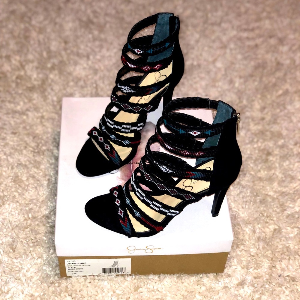 Jessica Simpson Black Beaded Sandal